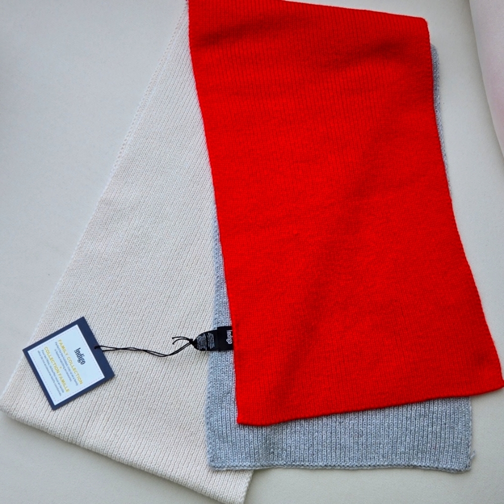 Indigo scarf red gray cream